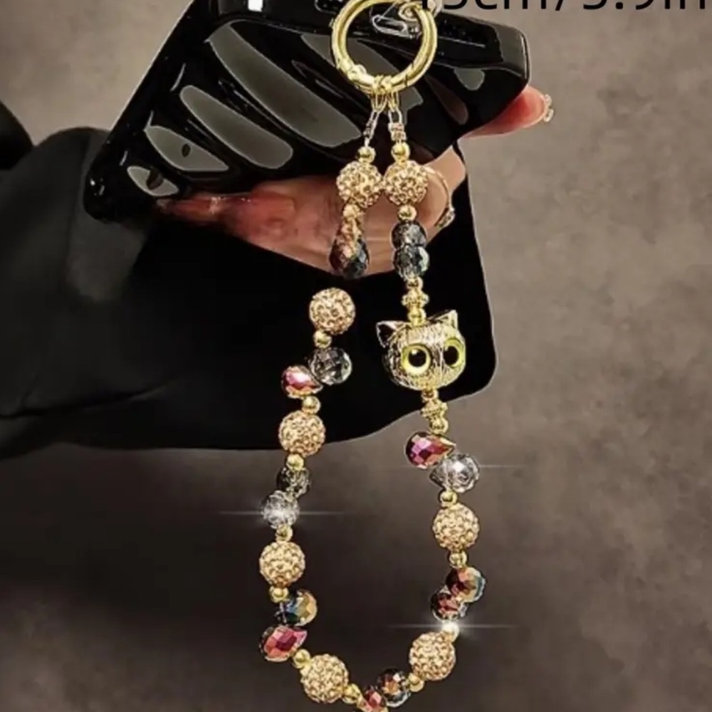 GOLD AND MULTICOLOR BEADED KEYCHAIN OWL CHARM